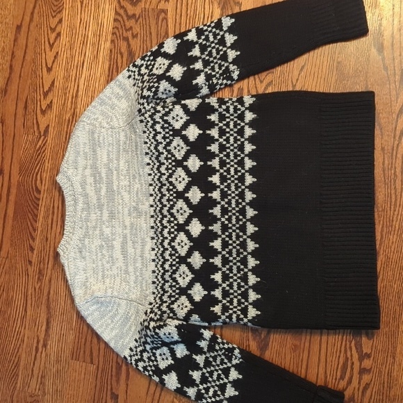 Banana Republic Alpaca/Merino Wool Italian Yarn Sweater Fair Isle Black/Gray S - Picture 6 of 9